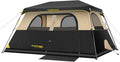 FanttikOutdoor Kampeertent voor 4/6/8/10 personen, onmiddellijke cabinetentopstelling in de jaren 60, met regenvlieg en winddichte draagbare tent met draagtas voor familie, kamperen en wandelen,(Zeta C6 Pro Max)
