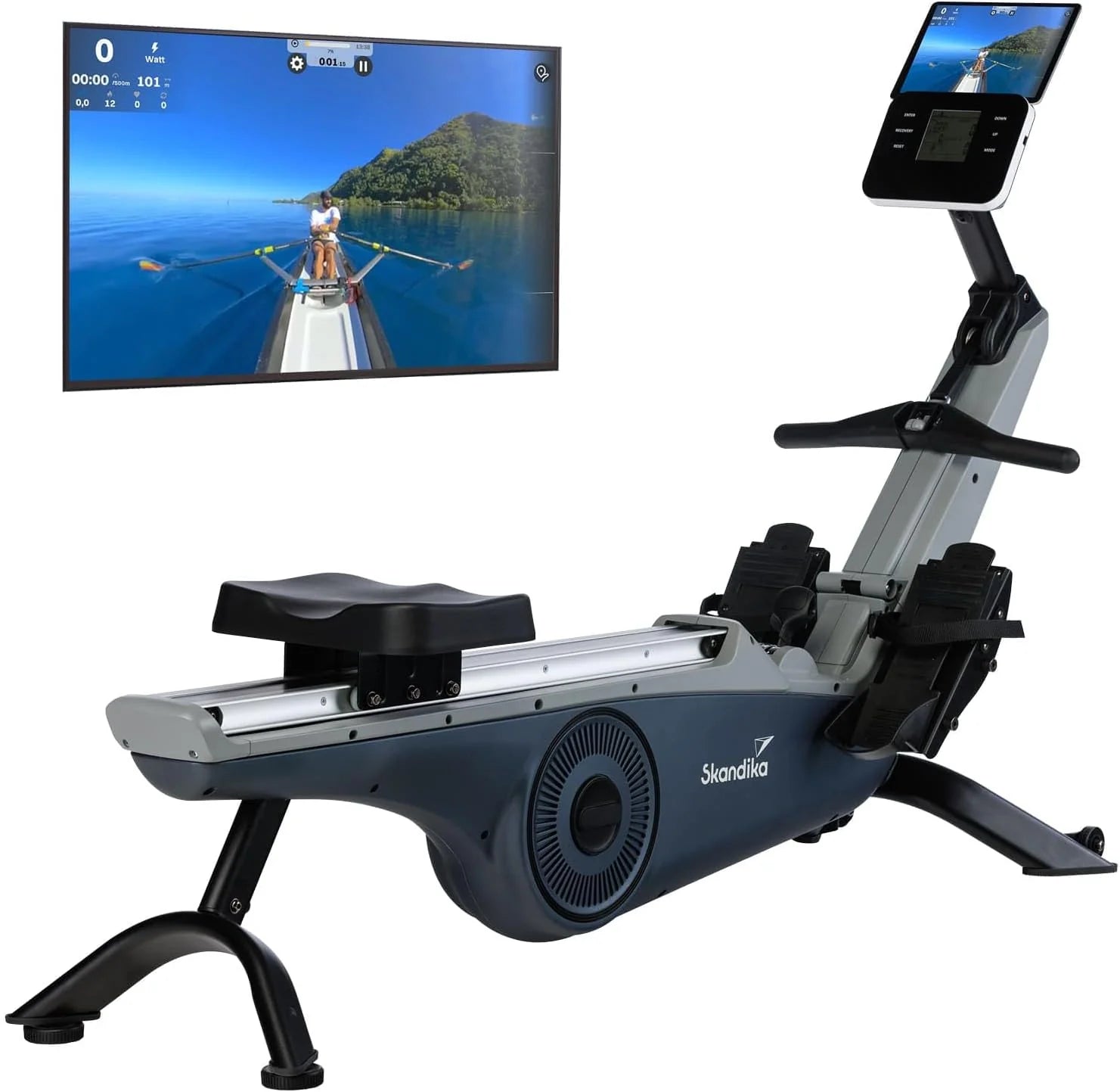 Skandika Roeimachine Freki | Roeitoestel voor thuis in studiokwaliteit, 10-traps magnetische weerstand, 8 kg vliegwielmassasysteem, Kinomap compatibel, instelbaar, tot 200 cm | fitnessapparaat