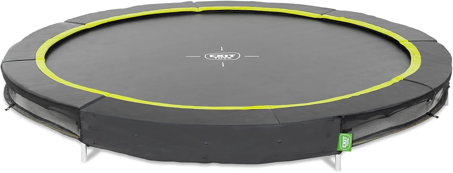 EXIT Toys Silhouette Sports Inground Trampoline - ø305cm - Rond Inground Tuintrampoline - voor Kinderen vanaf 14 Jaar - Met Voetbeschermingssysteem - Veilige Instap - Goede Springkracht - Zwart