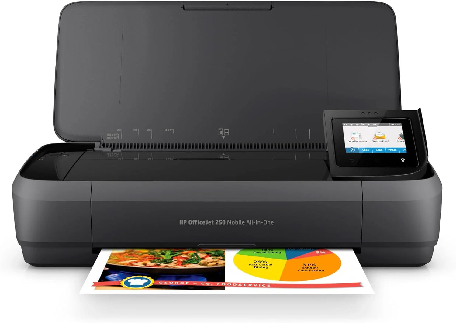 HP Officejet 250 Mobile Aio Inkjetprinter, A4, wifi, zwart, multifunctioneel apparaat, inkjetprinter, thermo, 600 x 600 dpi, 600 x 600 dpi, A4, 216 x 356 mm, kleur