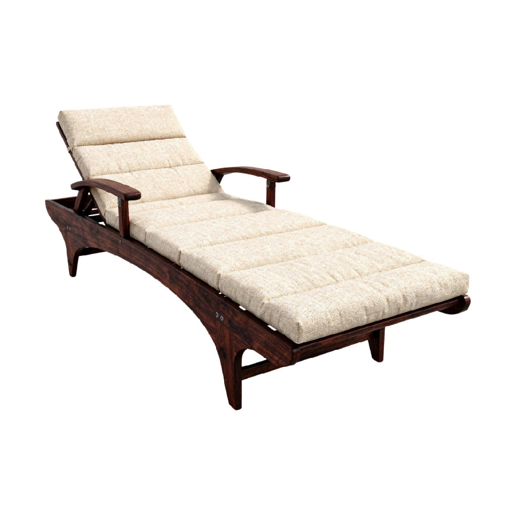 Loungestoel van Hout met Luxe Kussen, Verstelbaar en Comfortabel