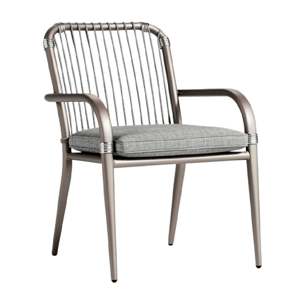 Moderne Alu Tuinstoel met Grijze Kussen en Rope Accenten
