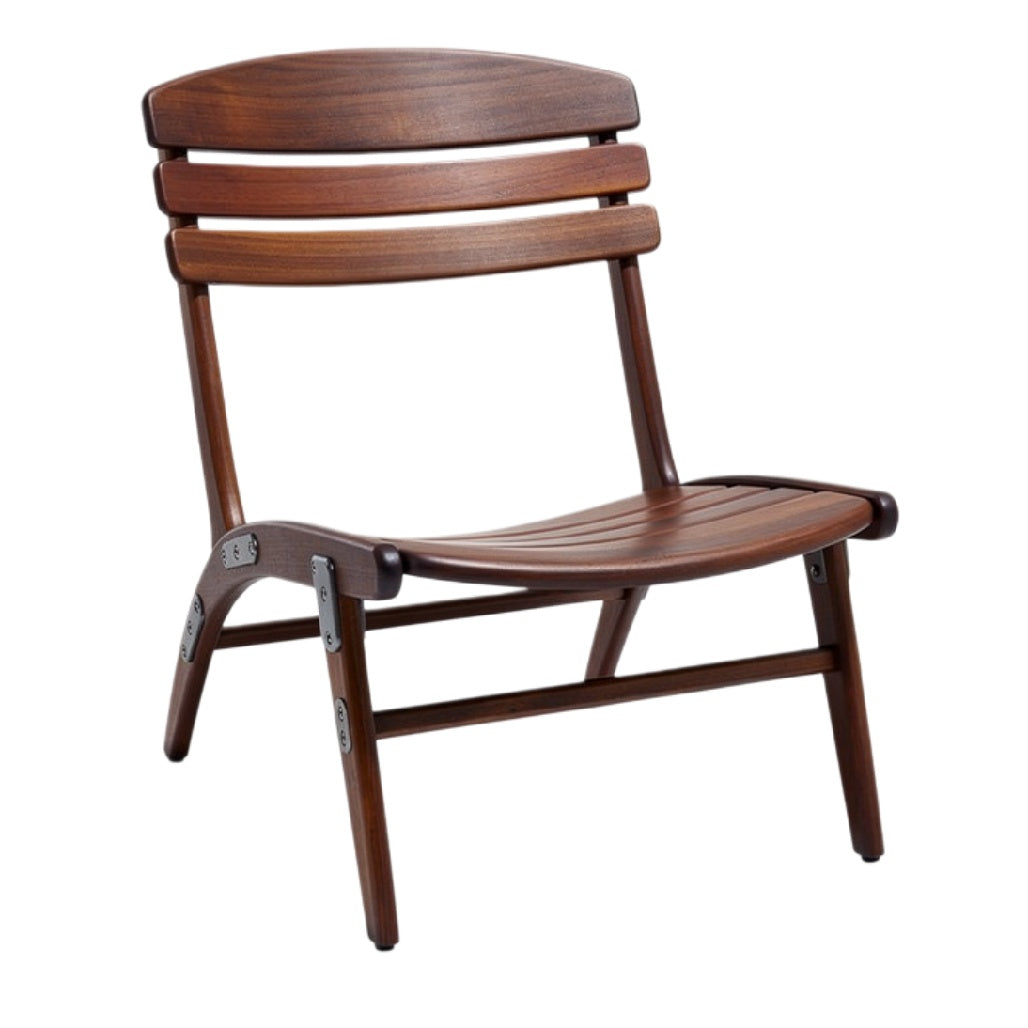 "Moderne houten stoel met slanke lijnen en ergonomisch ontwerp"