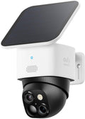 eufy security SoloCam S340, 360° PTZ camera op zonne-energie, draadloze buitencamera, 2K dual lens bewaking, geen blinde vlekken, 2,4GHz-wifi, geen maandelijkse kosten, compatibel met HomeBase 3(1 camera)