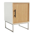 Moderne nachtkast met houten front en metalen poten