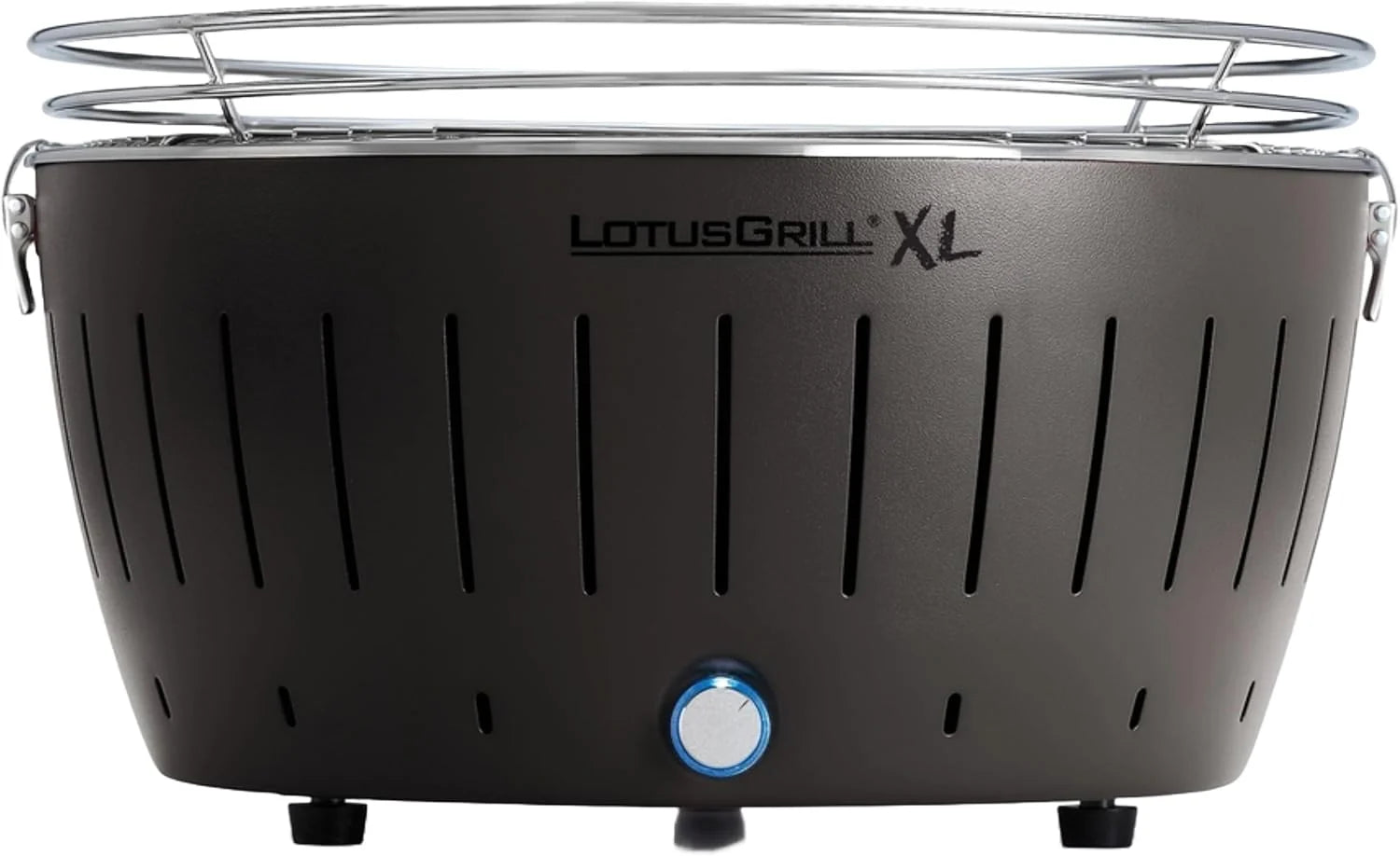 LotusGrill XL diepblauw G435 de rookarme houtskoolgrill/tafelgrill met USB-aansluiting(grijs)