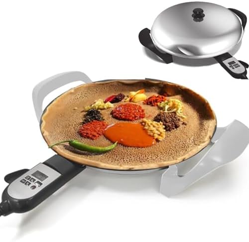 Elektrische bakplaat - anti-aanbakpan en koekenpan met instelbare digitale warmteregeling voor gelijkmatige warmteverdeling, ideaal voor koken en pannenkoeken