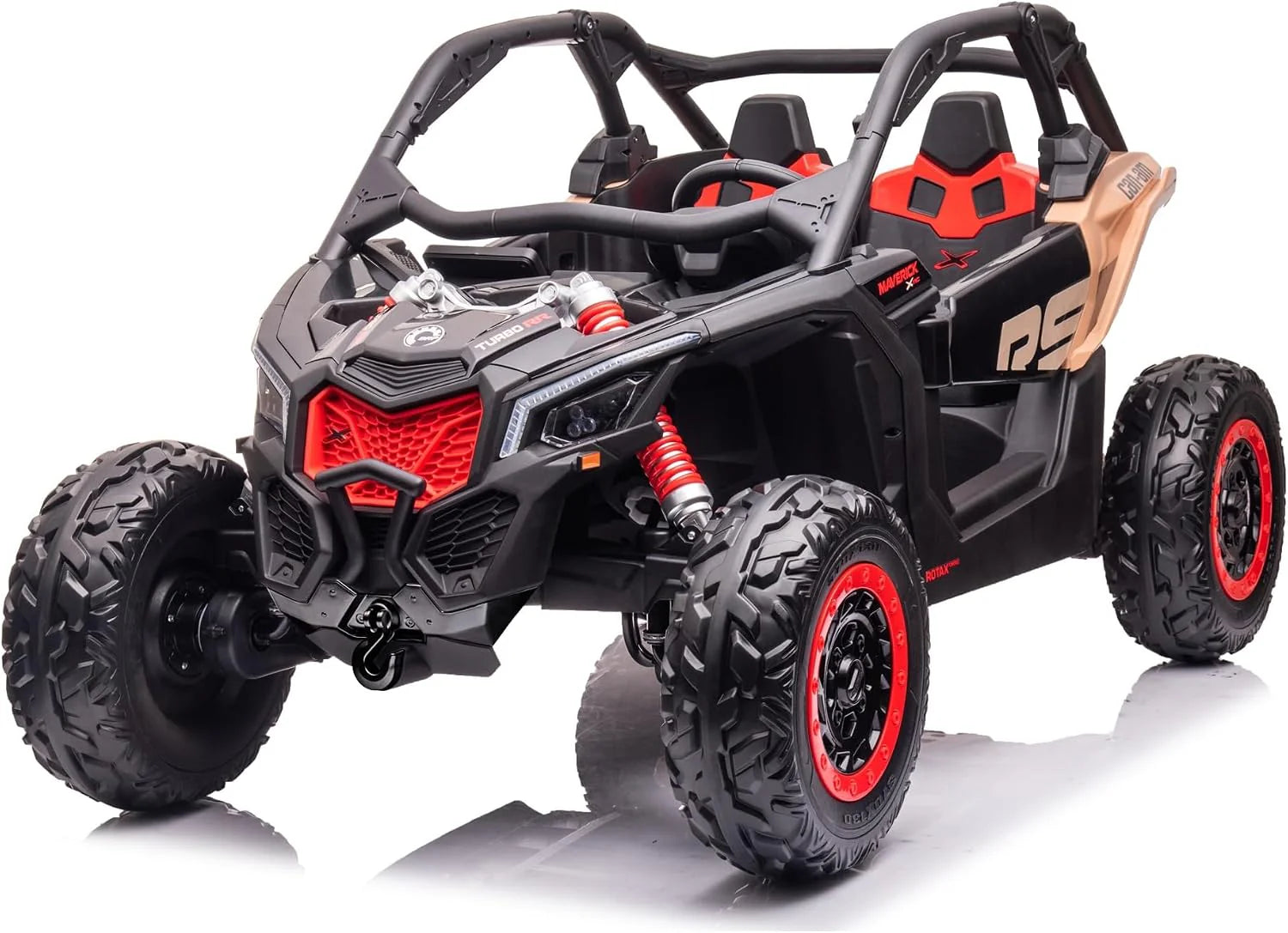 FINOOS Elektrische auto voor kinderen, tweezits, 24 V, Can-Am. Maverick 4 x 4 Buggy, 24 V, tweezits, met afstandsbediening 2,4 GHz, 4 x 200 W motor, batterij: 24 V, 2-7 jaar(Rs-versie)