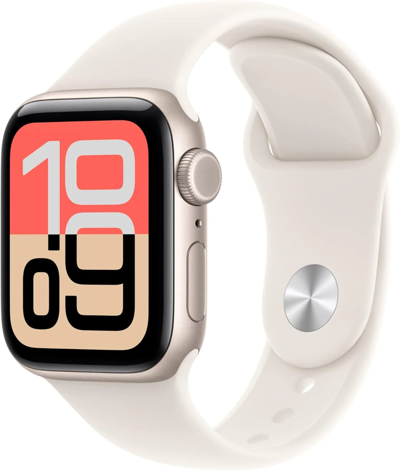 Apple Watch SE 3 GPS + Cellular 40 mm Smartwatch met kast van sterrenlicht aluminium, sterrenlicht sportbandje (S/M). Conditie en slaap bijhouden, hartslagmonitor, Always‑On display, waterbestendig