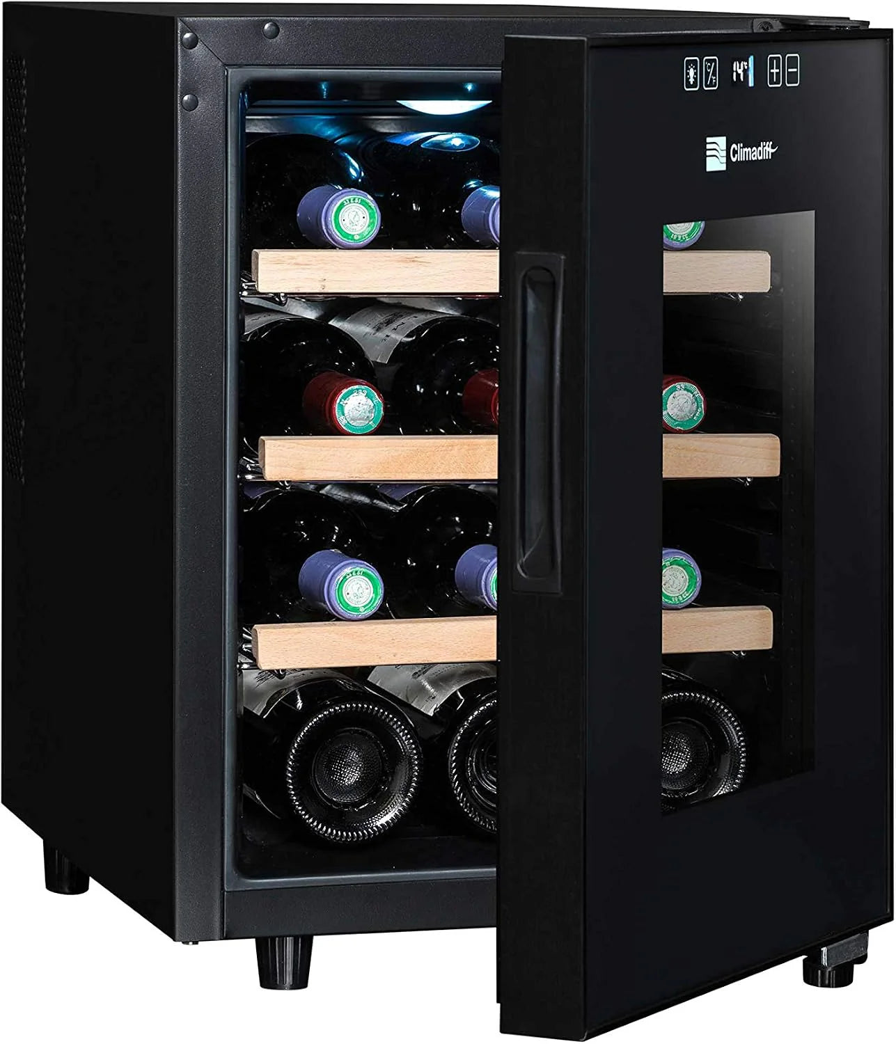 CLIMADIFF CC18 servicekelder met touch-bediening, zeer stil en trillingsvrij, ruimtebesparend – inhoud 18 flessen(12 bouteilles)