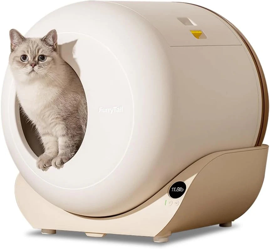 FurryTail Zelfreinigend kattentoilet, zelfreinigend, extra 80 liter, app-bediening, zelfreinigende kattenbak/automatische elektrische kattenbak voor katten, voor gezinnen met meerdere katten