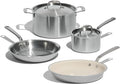 Made In Kookgerei - 10-delige roestvrijstalen pot en pannenset - 5-laags bekleed - inclusief roestvrijstalen koekenpannen, steelpannen, schotel en voorraadpot met deksel - professioneel kookgerei(6-Piece (Stainless Steel))