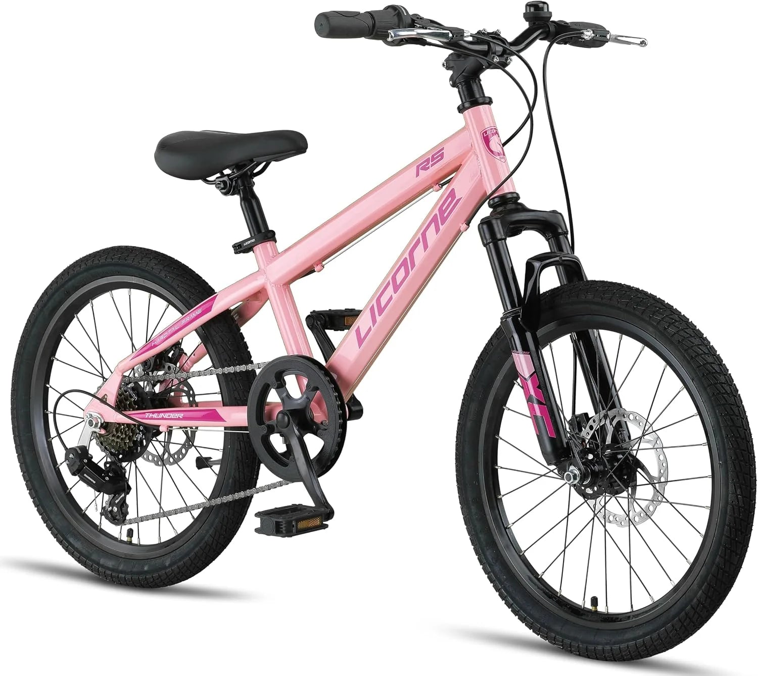 Licorne Bike Thunder Premium mountainbike in 20, 24, 26, 27,5 en 29 inch, fiets voor meisjes, jongens, heren en dames, discrem(Roze/20 Zoll)