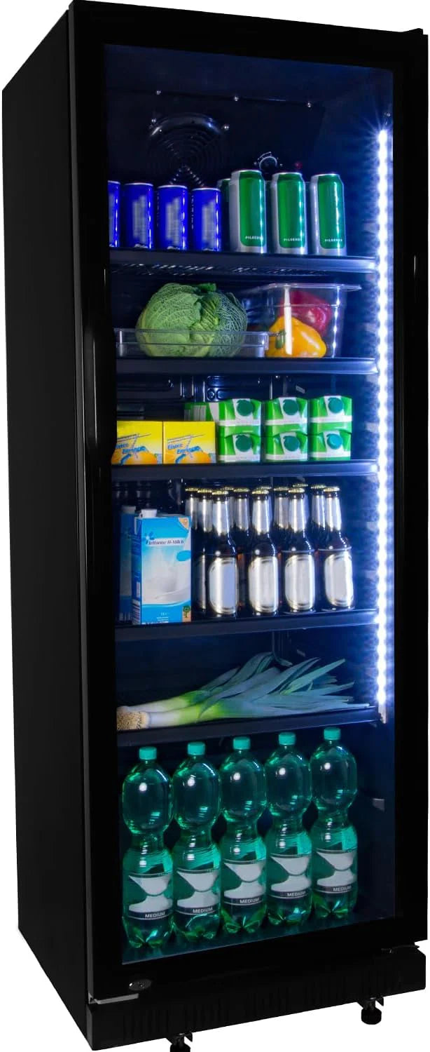 ZORRO Drankoelkast ZKB 360 zwart flessenkoelkast koelkast met glazen deur gastro drankkoeler