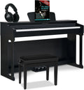 Classic Cantabile DP-220 SM E-Piano Set - Digital Piano 88 gewogen toetsen met hamersysteem - Inclusief pianobank, koptelefoon en pianoles - Layer-, Split- en Twinova-functie - 3 pedalen