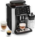 Krups EA9108 Sensation volautomatische espressomachine coal/zwart, gebruiksvriendelijk, gemakkelijk te onderhouden, verlichtingswaarschuwingen, handige reiniging, aangepaste instellingen(Met melkreservoir)