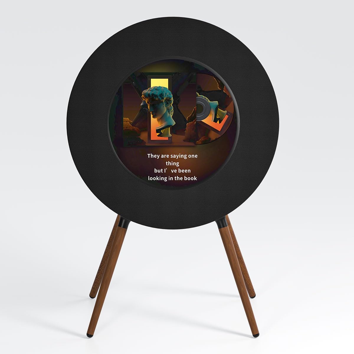 Record R1 Bluetooth-luidspreker in vinylstijl, 2.1 stereo hifi, albumkunstanimatie met dynamische stemmingsteksten, wifi en bluetooth, home audio en decor