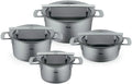 Fissler Phi Collection/roestvrijstalen pannenset, 4-delig, pannen met glazen deksel (3 kookpannen, 1 braadpan) – inductie