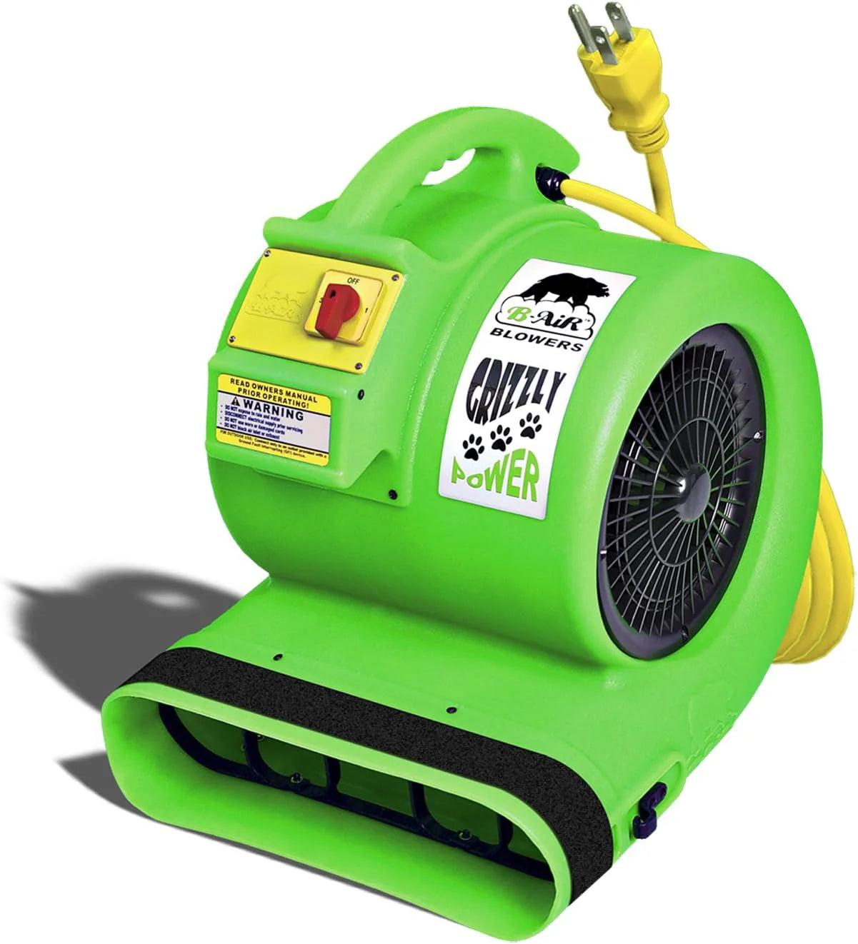 B-Air Grizzly GP-1 1 HP 3550 CFM Grizzly Air Mover tapijtdroger vloerventilator voor waterschade restauratie en huisdierkooidroger zwart(Groen)