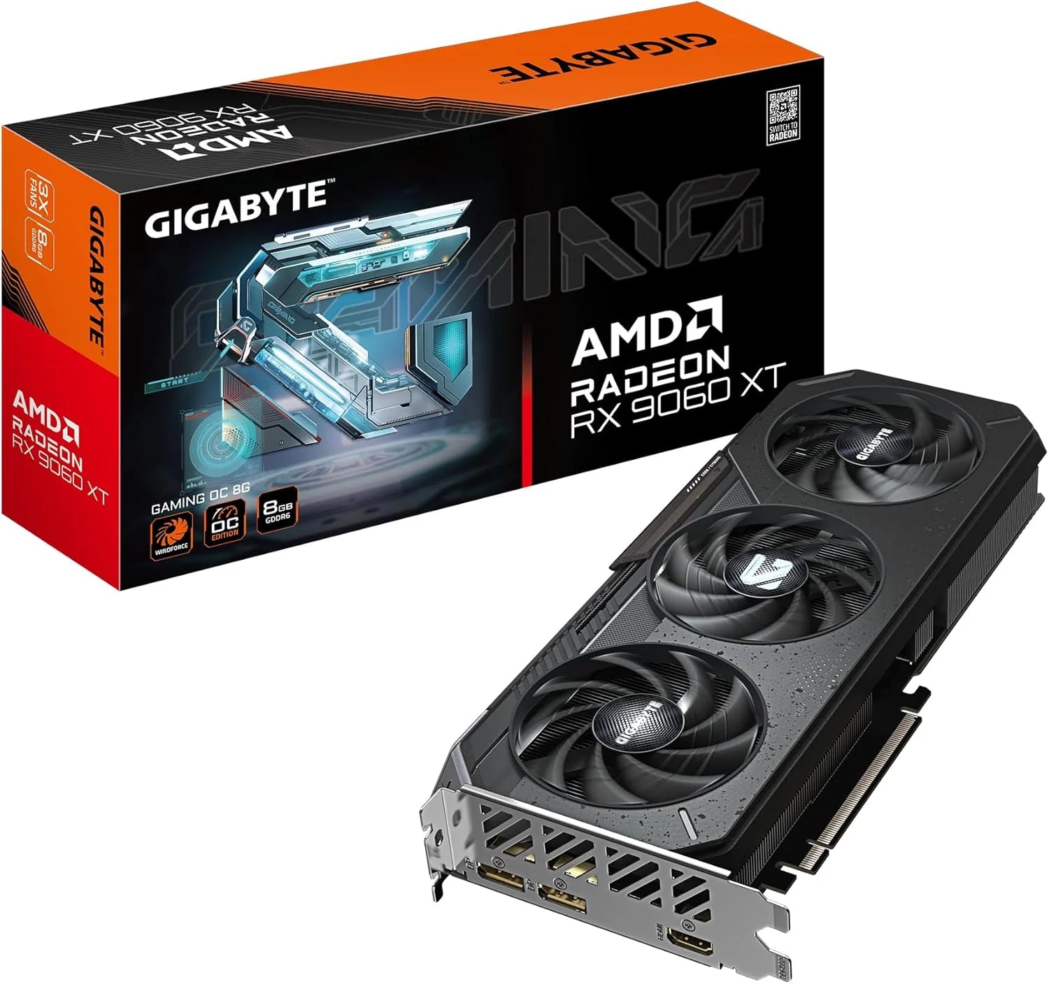 Gigabyte Radeon RX 9060 XT GAMING OC 8G grafische kaart - 8 GB GDDR6, 128bit, PCI-E 5.0, 3320 MHz Core Clock, 2 x DisplayPort, 1 x HDMI, GV-R9060XTGAMING OC-8GD(8 GB GAMING OC)