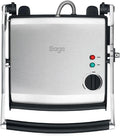 Sage - The Smart Grill Pro - Elektrische Grill voor BBQ - Geborsteld Roestvrij Staal(Met anti-aanbak-grillplaten, geribbeld boven en onder, zwevend scharnier, uitneembare lekbak)